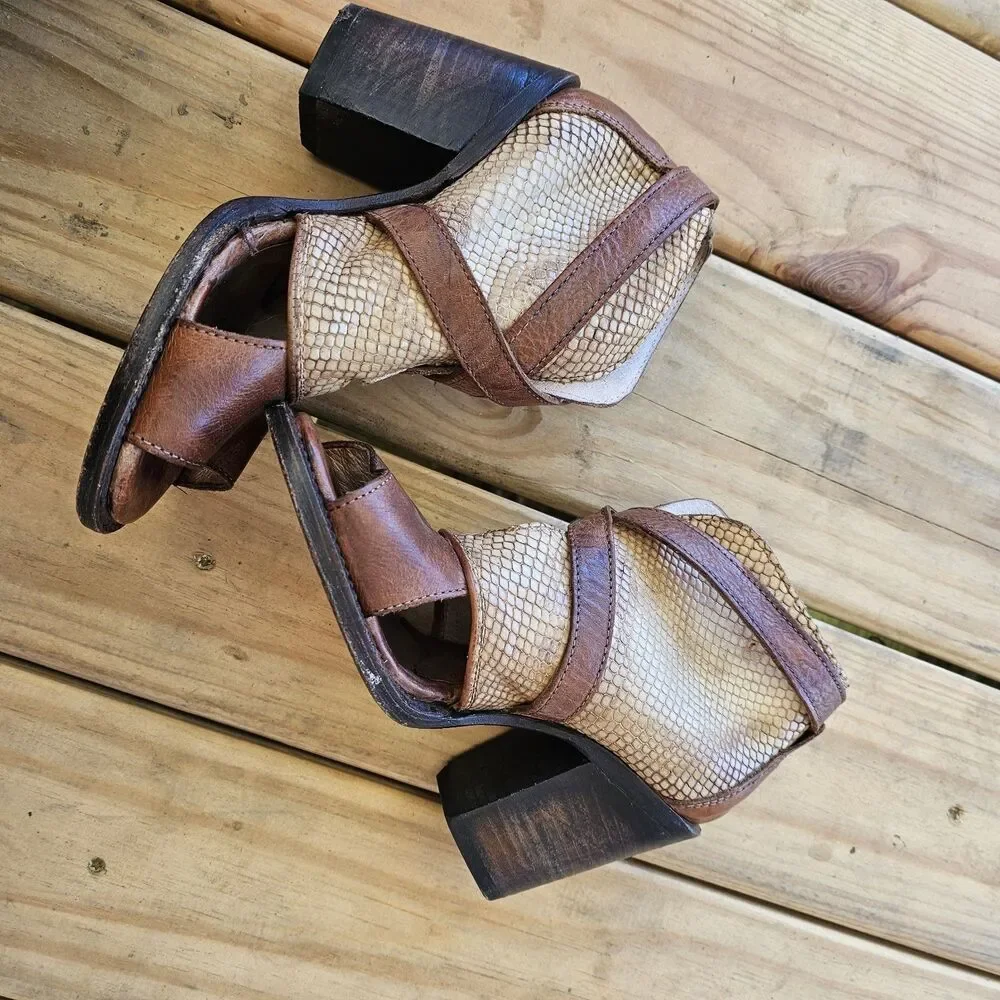 Freebird By Steven Rattle Booties/Sandals OPEN TOE Brown Size 8